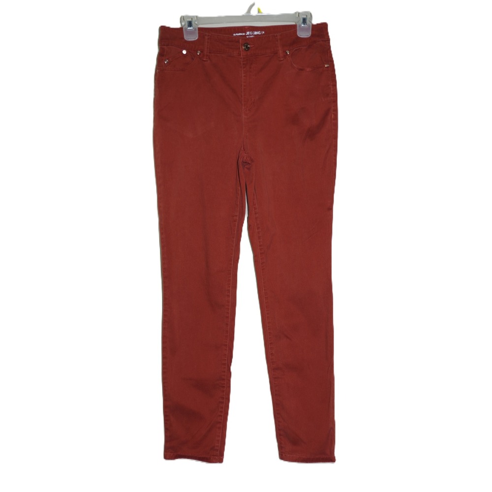 Chicos Platinum Woman's 1 Medium Jegging Rust Red Slim Fit Stretch Pants